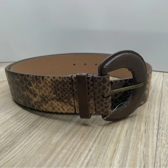 CHICOS real leather crocodile pattern belt brown tan - Picture 3 of 11